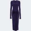 Victoria Beckham Gathered Long Sleeve Midi Dress Ultraviolet