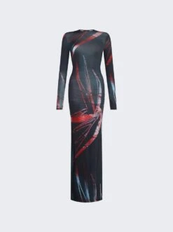 High Tide Dress Black With Red And Silver Flowers