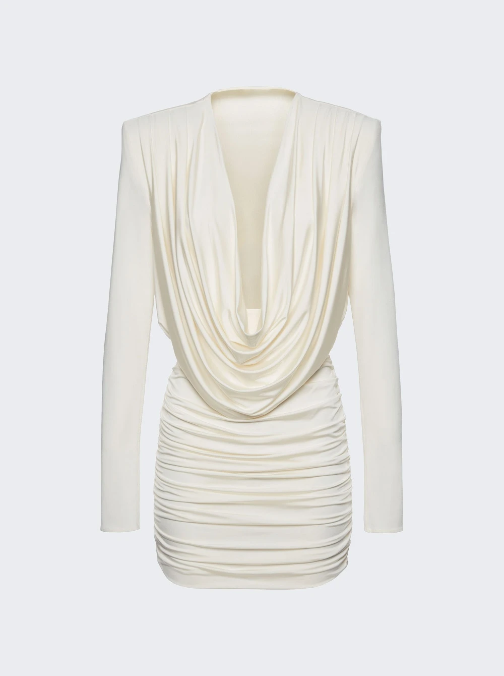 Magda Butrym Long Sleeve Draped Mini Dress Cream