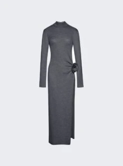 Magda Butrym High Neck Knit Dress Grey