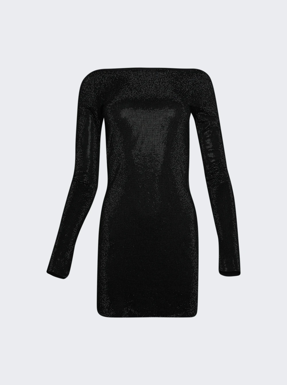 Clear Bead Hotfix Mini Dress Black