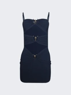 Pierced Orbit Mini Dress Navy