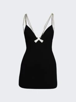 Area Deco Bow Mini Dress Black