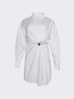 Folia Float Buckle Shirt Dress White