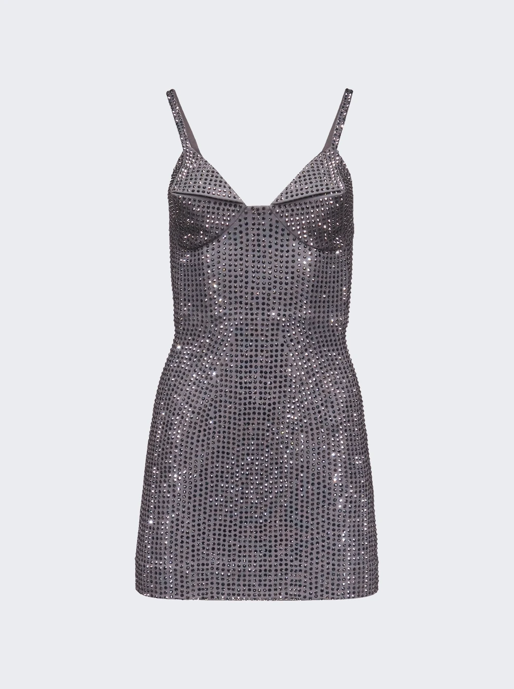 Area Crystal Embellished Mini Dress Charcoal