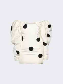 Jacquemus La Robe Taffeta Mini Dress Off White And Black Dots