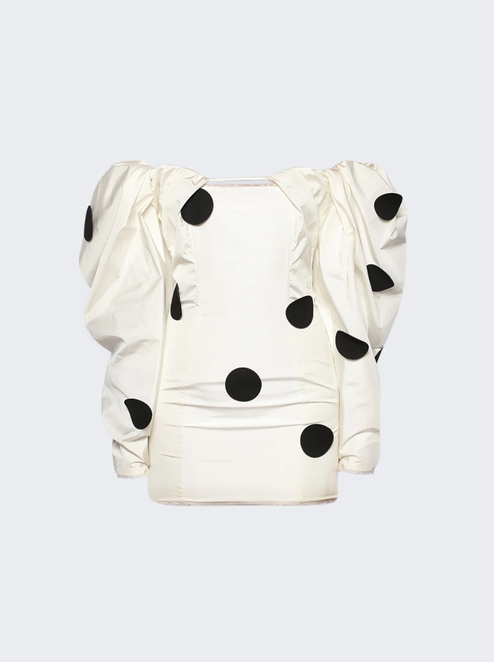 Jacquemus La Robe Taffeta Mini Dress Off White And Black Dots