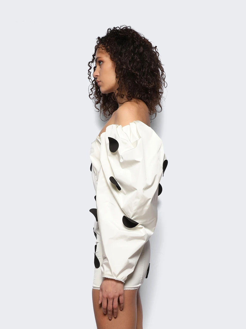 Jacquemus La Robe Taffeta Mini Dress Off White And Black Dots - Image 4
