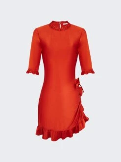 Ruffled Mini Dress Paprika