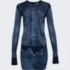 Jean Paul Gaultier L'oeil Tattoo Short Dress Navy