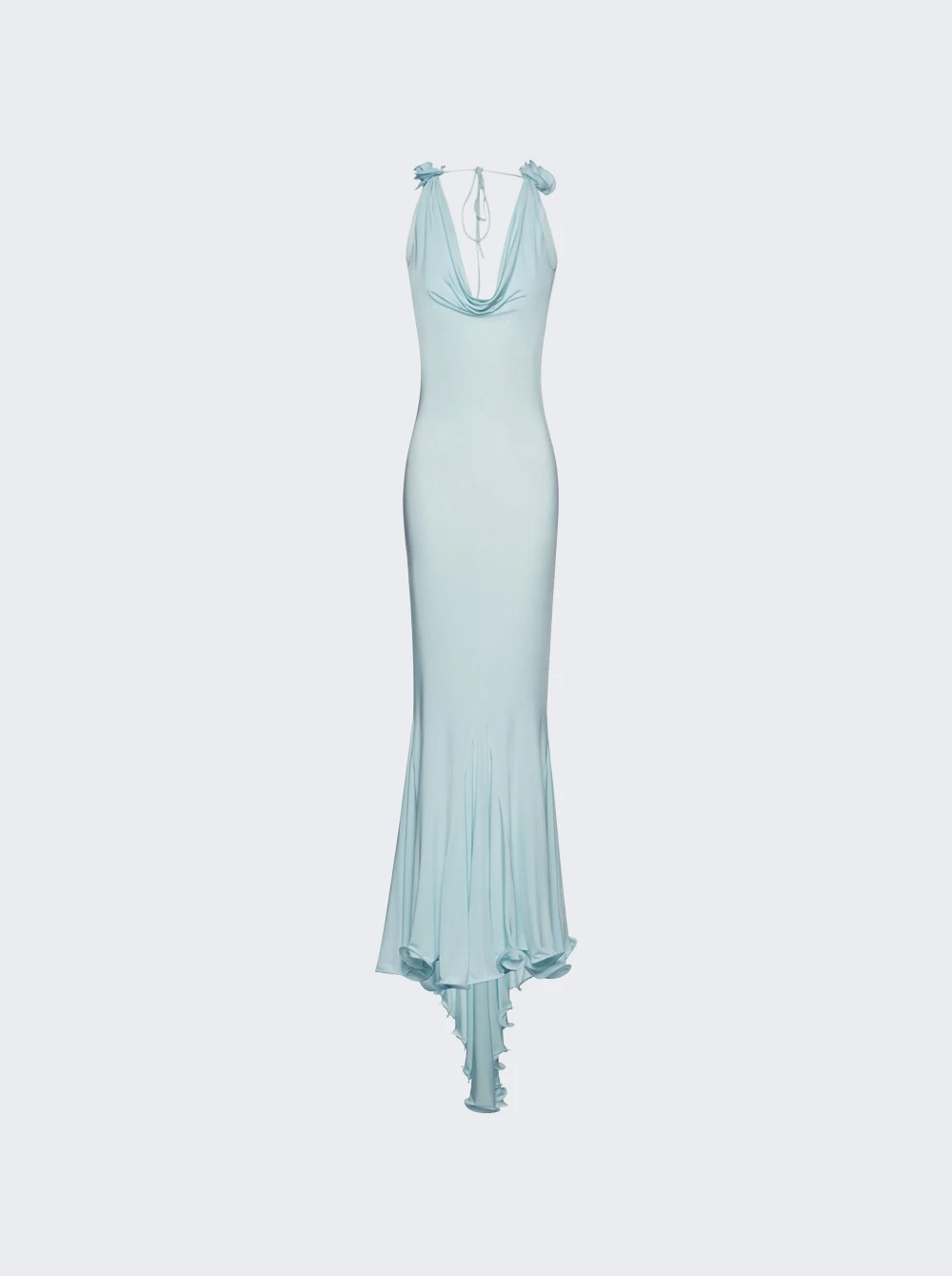 Magda Butrym Cowl Neck Maxi Dress Blue