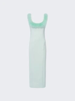 Midi Dress With Feather Neck Mint