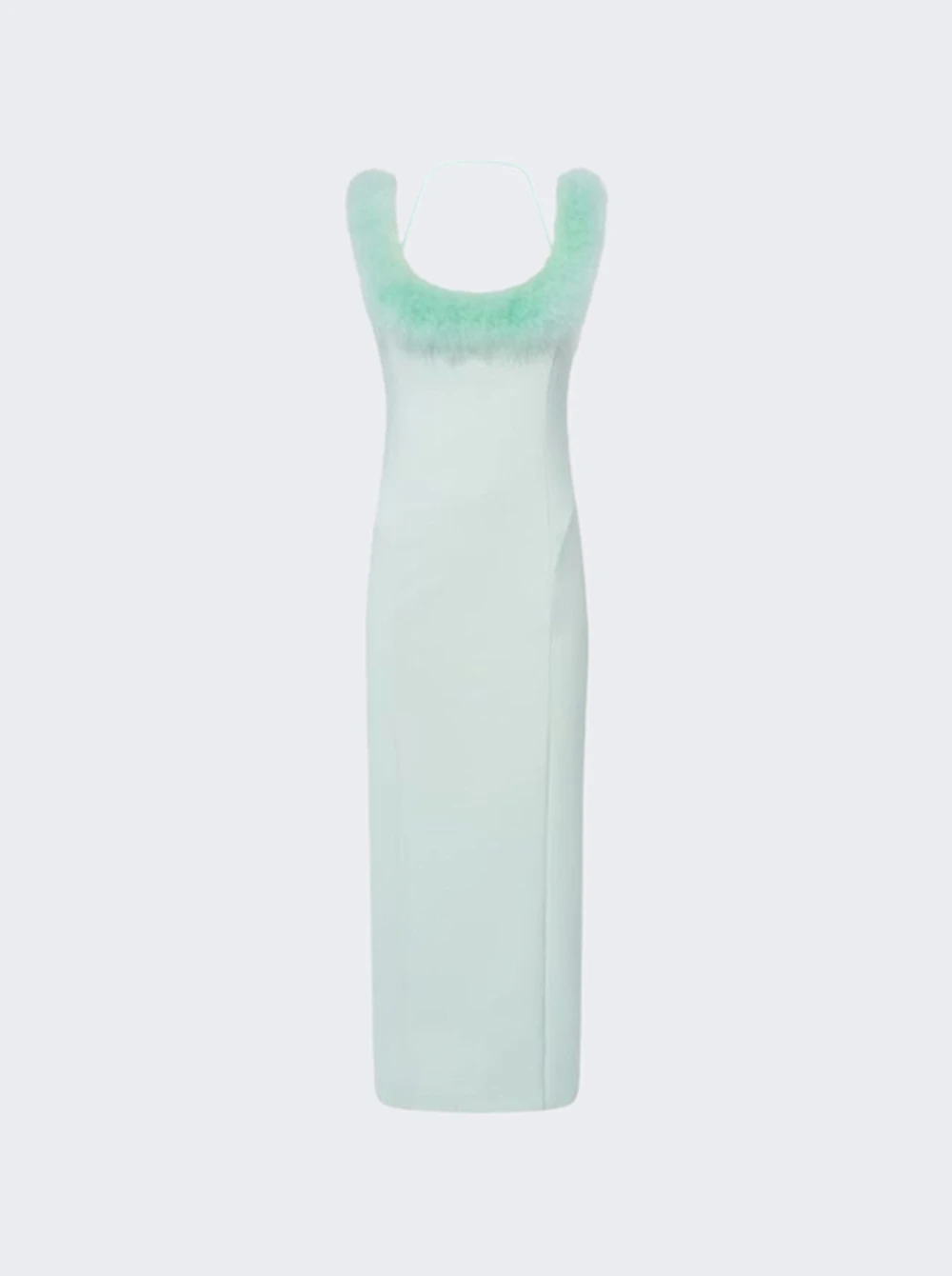 Midi Dress With Feather Neck Mint