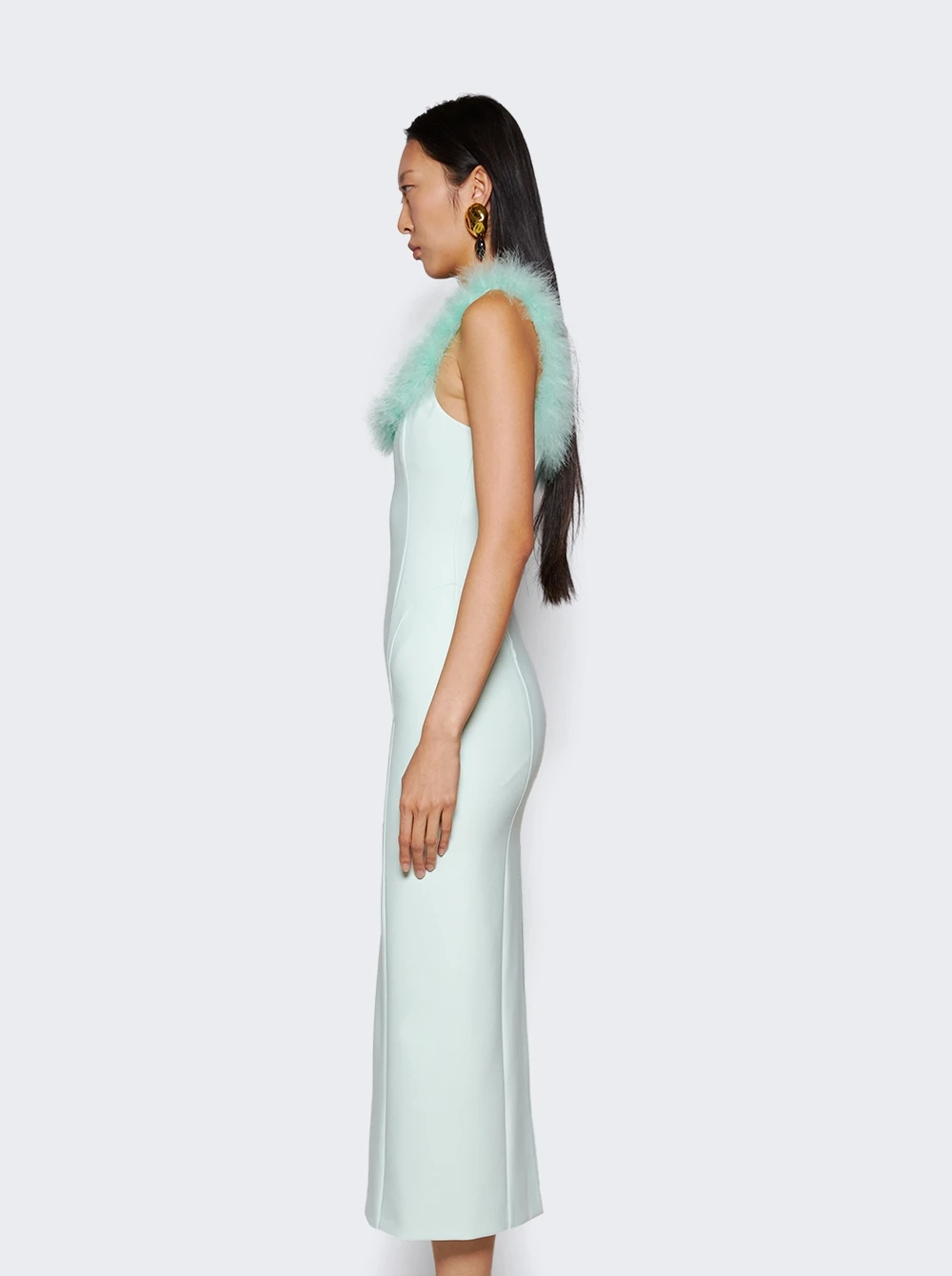 Midi Dress With Feather Neck Mint - Image 4