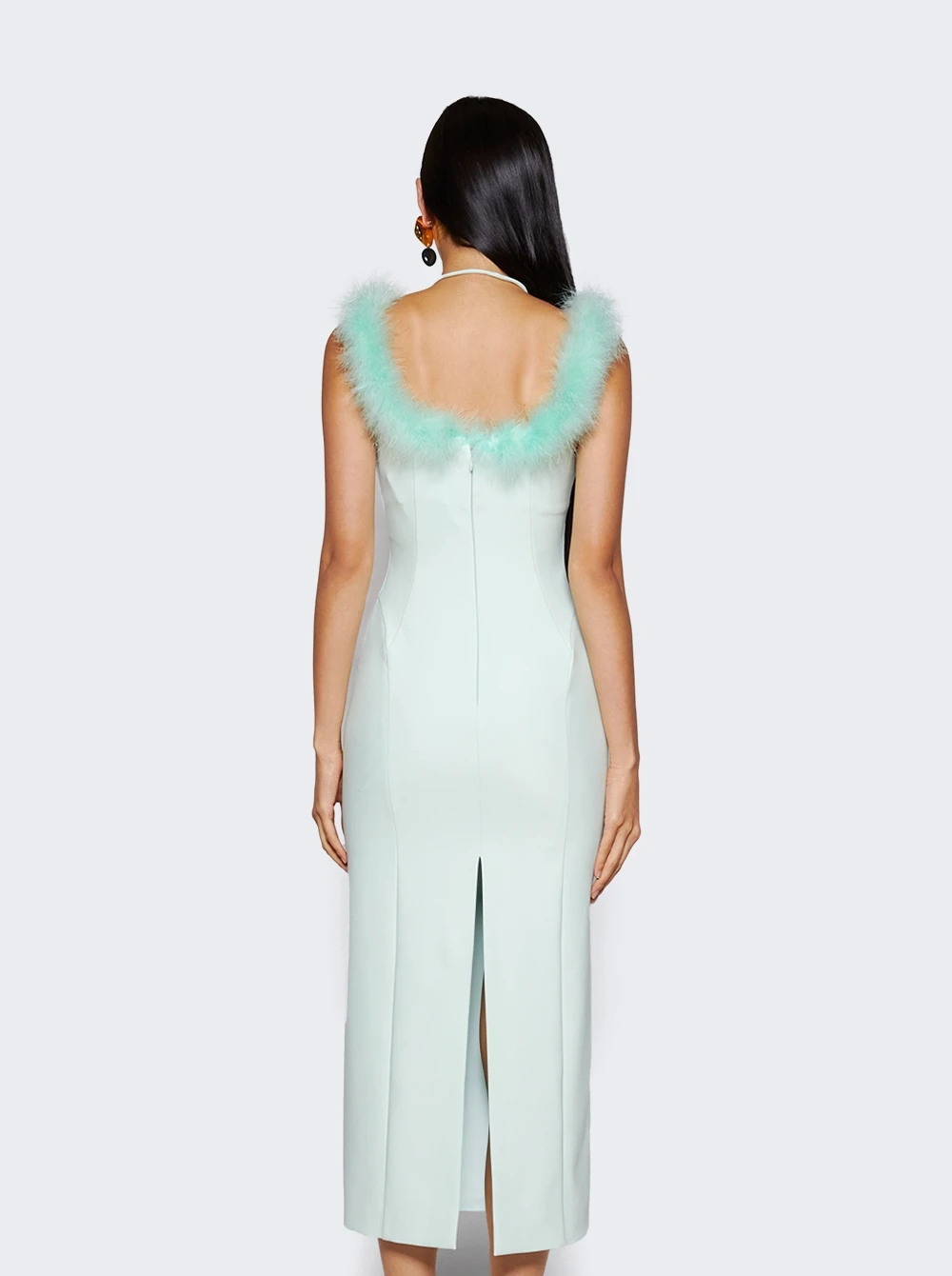 Midi Dress With Feather Neck Mint - Image 5