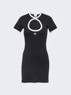 COURREGES Cut-Out Cotton Mini Dress Black