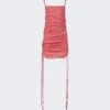Dion Lee Sheer Multirib Drape Mini Dress Fuchsia