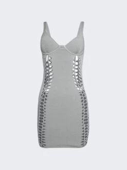 Dion Lee Layered Braided Mini Dress Steel