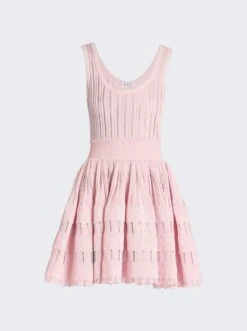ALAIA Fluid Skater Mini Dress Rose Dragee