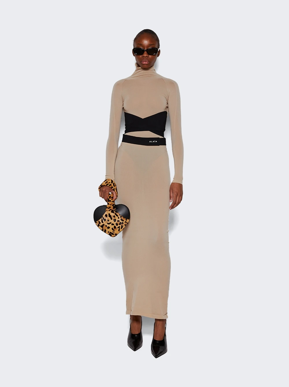 ALAIA Second Skin Jersey Band Dress Camel - Image 2