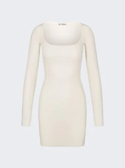 Square Neck Mini Dress Cream