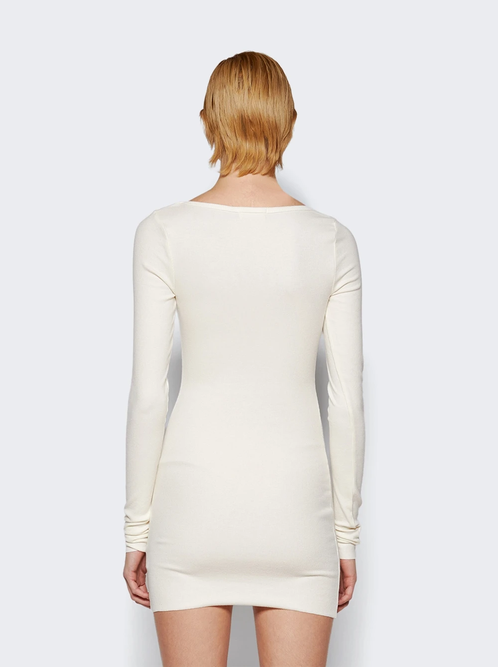 Square Neck Mini Dress Cream - Image 5