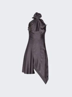 Coperni Racing Halterneck Mini Dress Taupe Grey