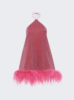 OSEREE Lumière Plumage Necklace Short Dress Raspberry
