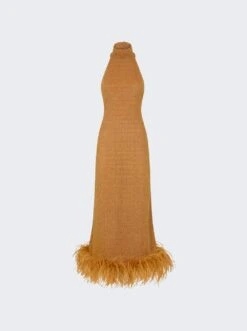 OSEREE Lumière Turtleneck Dress Toffee