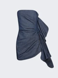 Strapless Cocktail Dress Dark Blue