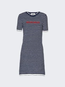 Miu Miu Cotton Dress Blue And White