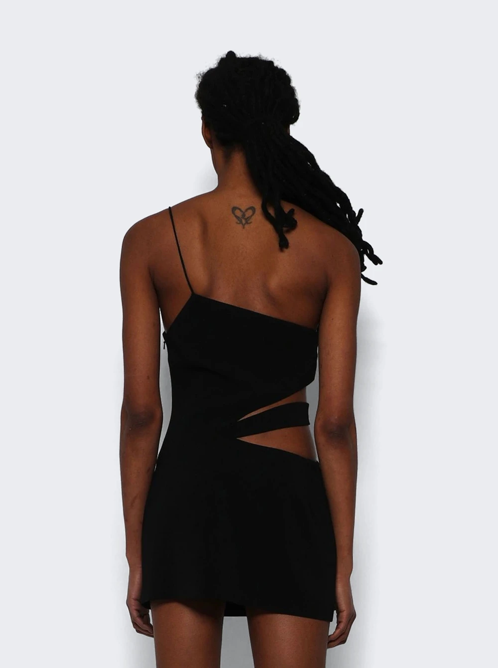 Single Strap Asymmetric Cutout Mini Dress Black - Image 5