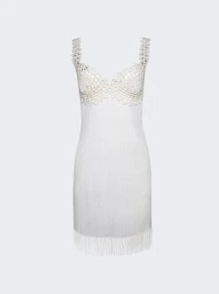 PROENZA SCHOULER Rib Knit Lace Dress Optic White