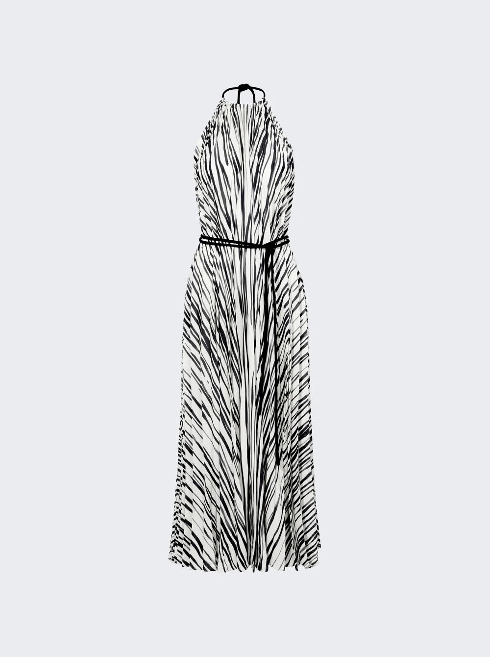 PROENZA SCHOULER Frida Halter Dress In Printed Sheer Pleated Chiffon Ecru