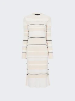 PROENZA SCHOULER Rachel Dress In Textured Striped Knit Ecru