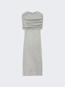 Loewe Cashmere Cape Tube Dress Pale Grey